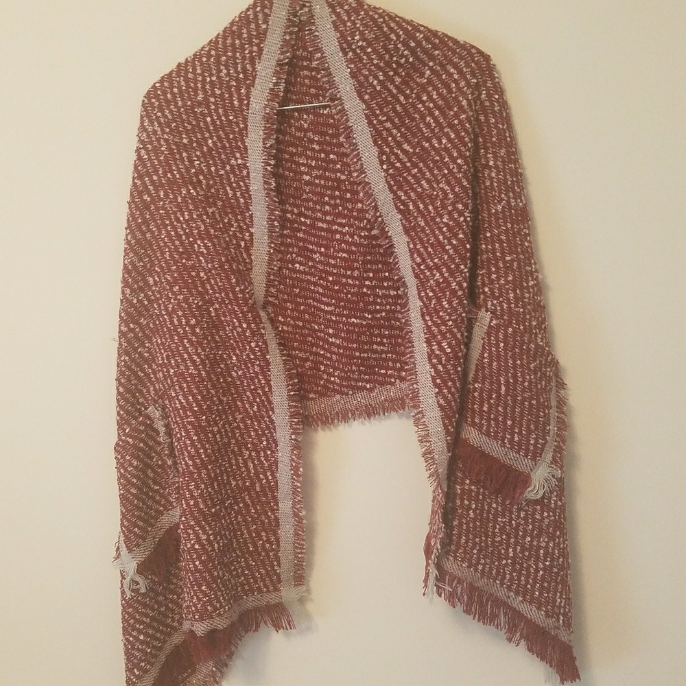 Red and grey shawl or scarf